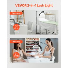 VEVOR 2 en 1 Lámpara LED de Media Luna Luz de Pestañas Arqueada para Esteticista