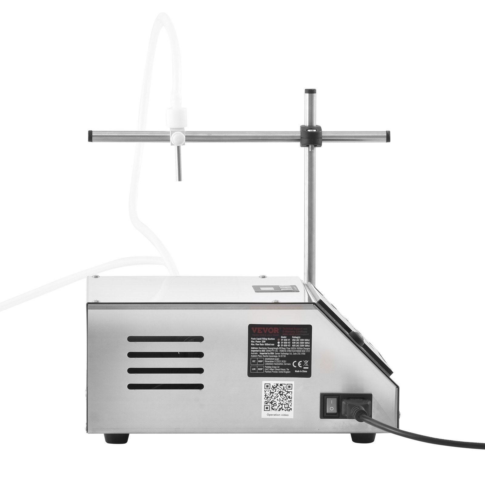 VEVOR Máquina Automática de Llenado de Líquidos Capacidad de 5 a 650 mL Llenadora de Botellas Bomba Peristáltica de Control Digital para Leche, Agua, Vino, Bebidas, Salsa de Soja, Boquilla Única