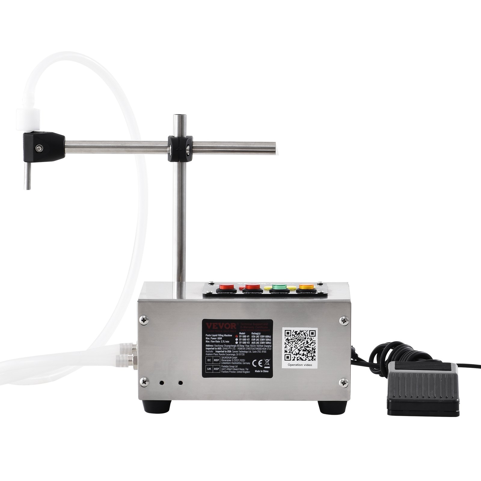 VEVOR Liquid Filling Machine, 10-4000 ml Filling Capacity, Automatic Bottle Filling Machine, Bottling Machine, Digital Control for Milk, Water, Wine, Beverages, Soy Sauce, Vinegar, Alcohol (Single Filling)