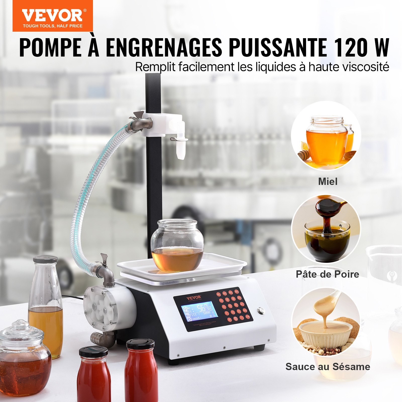 VEVOR Filling Machine 2 L/min Liquid Filling Machine 50-5000 g Bottle Filling Machine 315 x 260 x 175 mm Paste Filling Machine 120 W Pump Automatic Filling Machine ideal for wine, milk, etc.