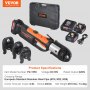 VEVOR Kit de Herramientas para Engarzar Tuberías Eléctricas con 2 Baterías de 18 V 4,0 Ah, Engarzadora Profesional con Mandíbulas M15, M22, M28, Cargador Rápido y Estuche de Transporte