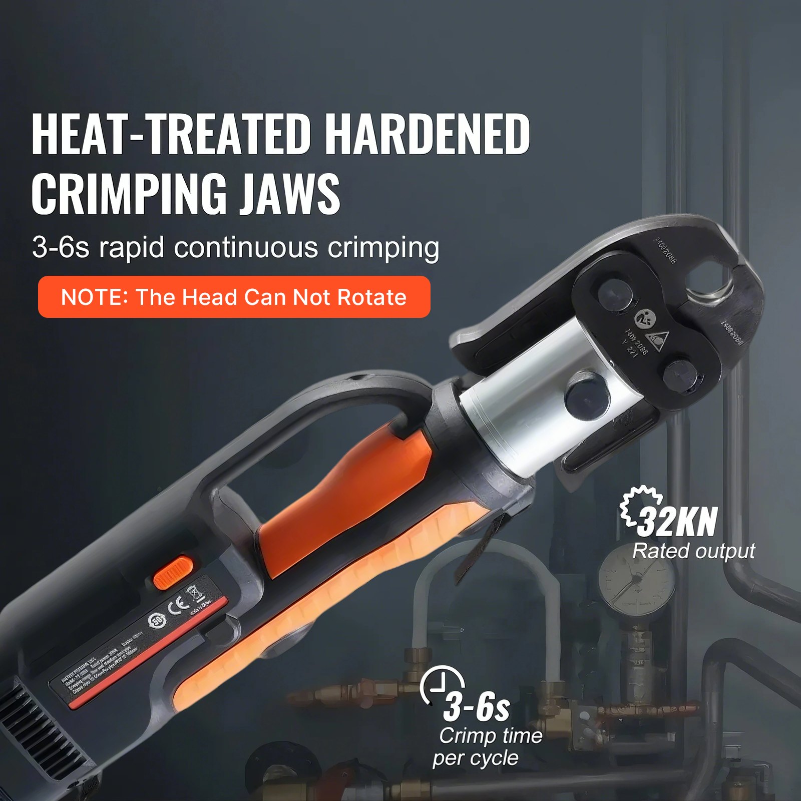 VEVOR Kit de Herramientas para Engarzar Tuberías Eléctricas con 2 Baterías de 18 V 4,0 Ah, Engarzadora Profesional con Mandíbulas M15, M22, M28, Cargador Rápido y Estuche de Transporte