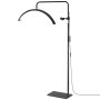 VEVOR Lámpara de Media Luna para Esteticista, Lámpara de Pie LED Regulable de Altura Ajustable 1365-1855 mm con Soporte para Teléfono, Control Remoto, para Extensiones de Pestañas, Belleza, Cejas