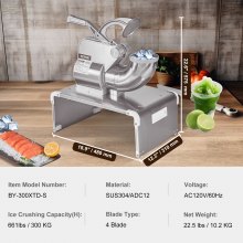 VEVOR Máquina para Picar Hielo Comercial 300kg/h Trituradora de Hielo Eléctrica 300W Picadora de Hielo 4 Cuchillas de Acero Inoxidable Cuerpo de ABS Picador de Hielo para Bebidas Frías Bar Restaurante