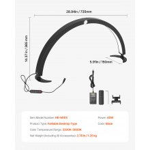 VEVOR 40 W Lámpara Arqueada de Escritorio para Uñas con Soporte para Teléfono