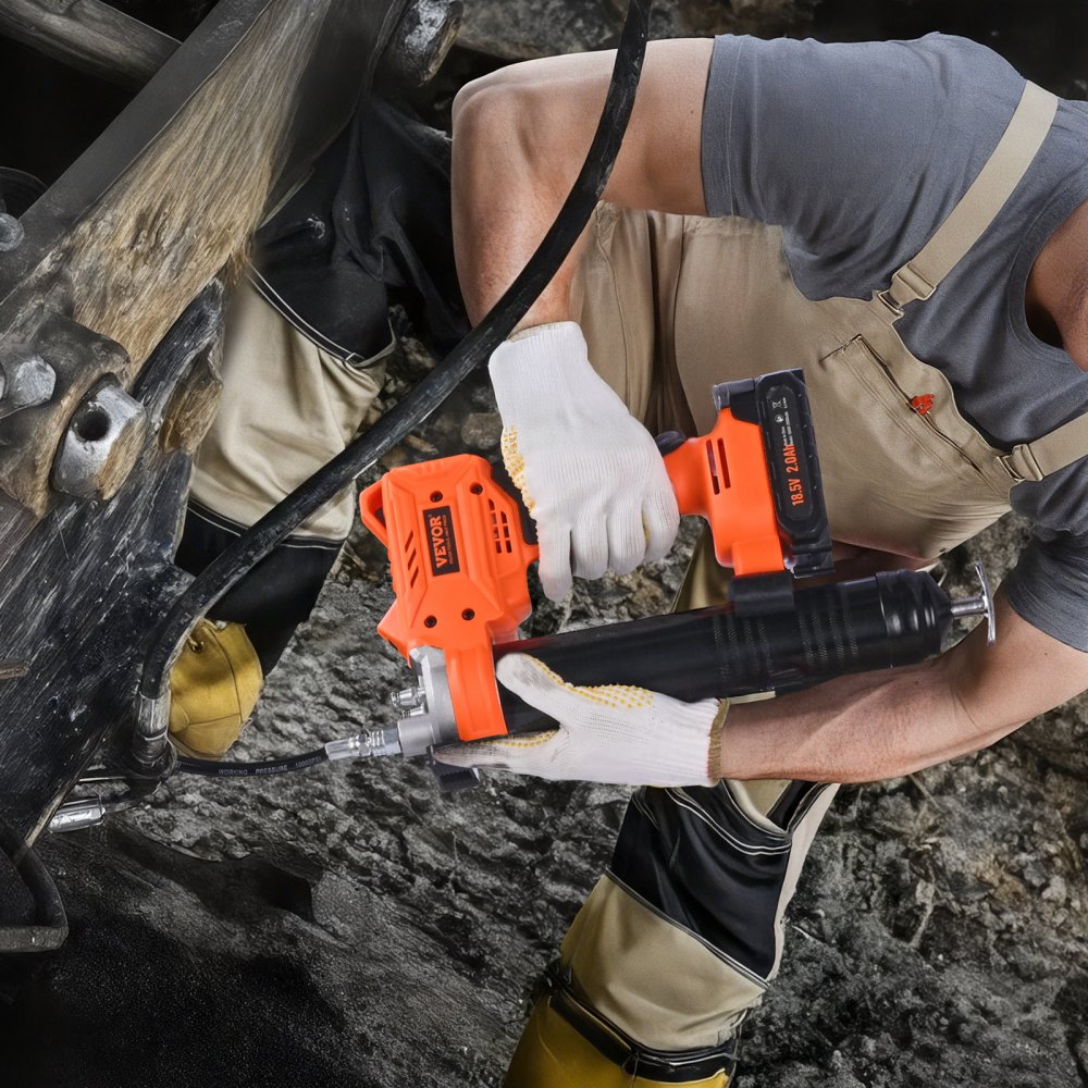 VEVOR Cordless Grease Gun, max. 55 MPa, with LED light and hose, 20V battery operated, compatible with 18V Makita batteries, for lubricating vehicles or machinery (Tool only, battery not included)