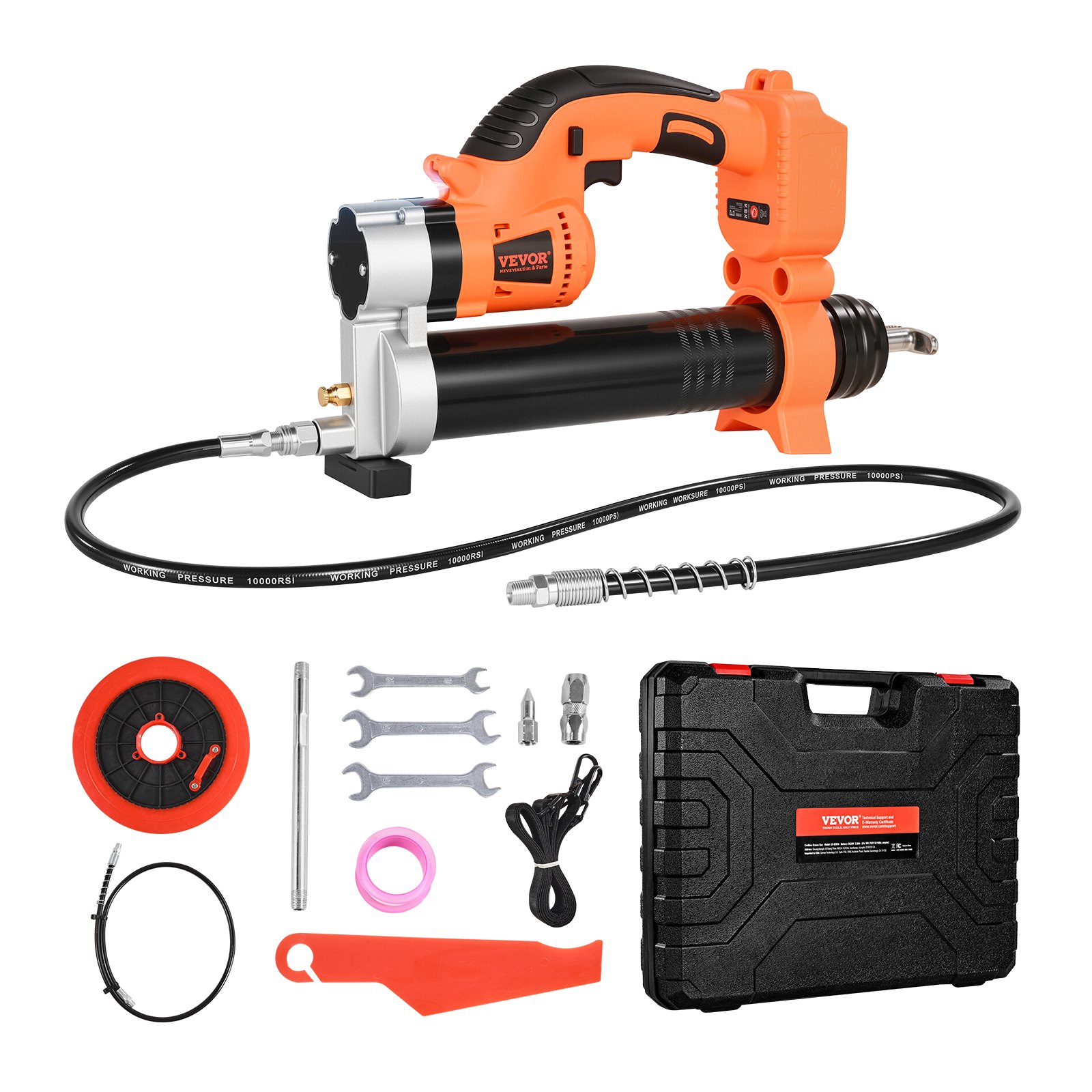 VEVOR Cordless Grease Gun, 55 MPa, One-Hand Grease Gun with LED & 90 cm Hose, 20 V Battery Operated, Compatible with 18 V Makita Batteries, for Lubricating Vehicles or Machines (Tool Only, Battery Not Included)