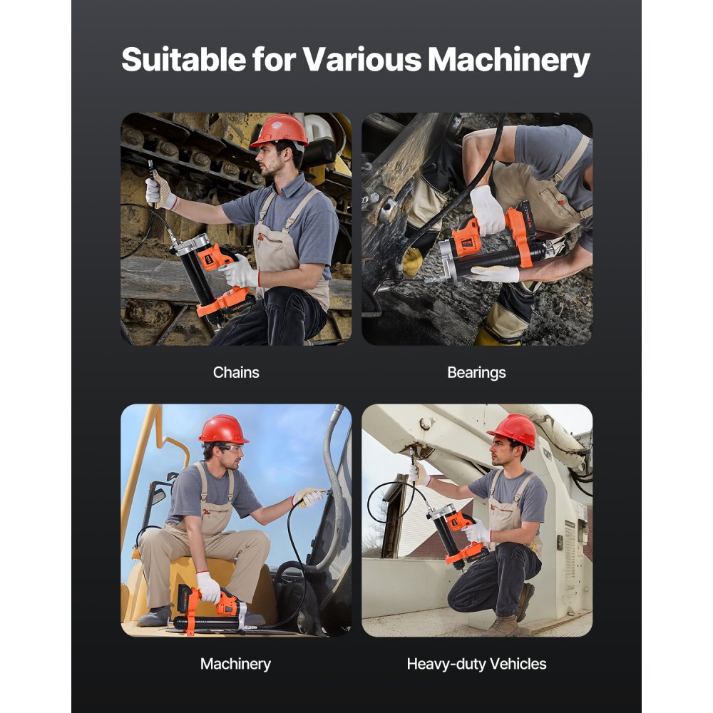 VEVOR Cordless Grease Gun, 55 MPa, One-Hand Grease Gun with 2.0 Ah Battery & LED Light, 76.2 cm Hose & Carrying Case, Trigger, Compatible with 18V Makita Batteries, Lubricating Vehicles or Machines