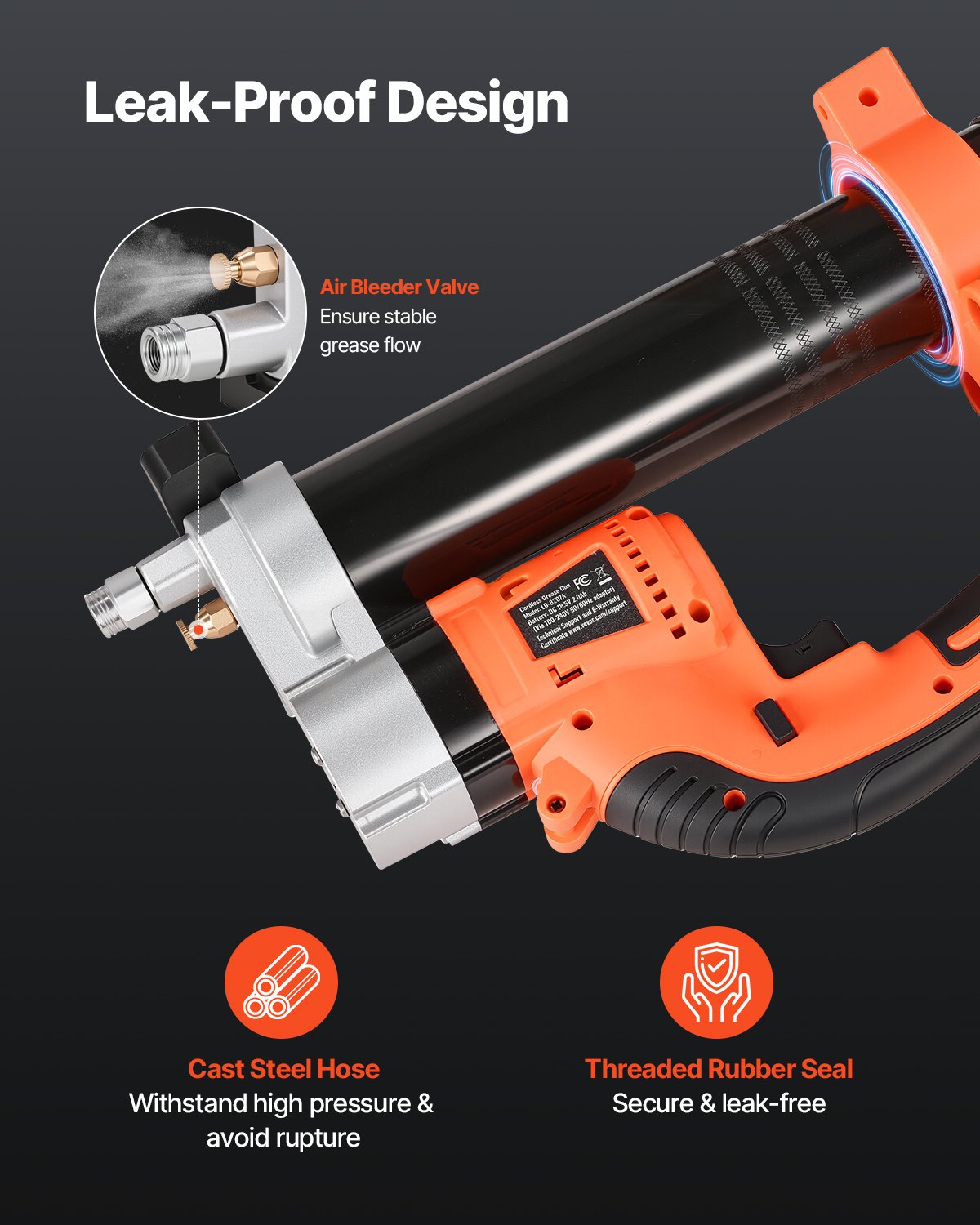 VEVOR Cordless Grease Gun, 55 MPa, One-Hand Grease Gun with 2.0 Ah Battery & LED Light, 76.2 cm Hose & Carrying Case, Trigger, Compatible with 18V Makita Batteries, Lubricating Vehicles or Machines