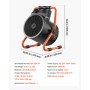 VEVOR Calefactor Eléctrico para Invernadero 2000 W Ángulo Ajustable 25°, IPX4, Calefactor Eléctrico de Aire Caliente con Ventilador para Carpa de Cultivo Taller Garaje Almacén Uso en Espacios Húmedos