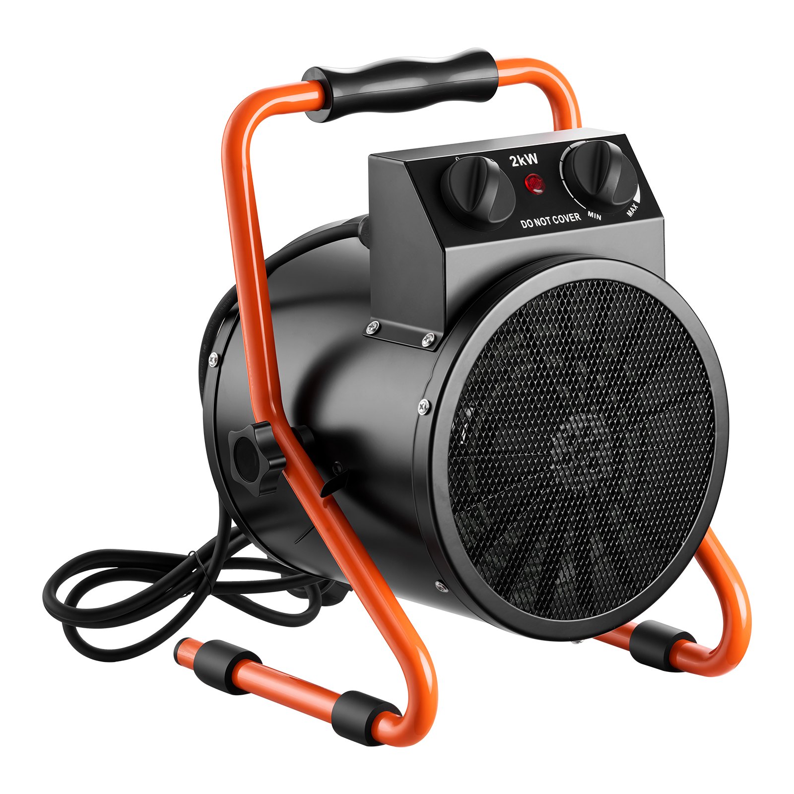 VEVOR Calefactor Eléctrico para Invernadero 2000 W Ángulo Ajustable 25°, IPX4, Calefactor Eléctrico de Aire Caliente con Ventilador para Carpa de Cultivo Taller Garaje Almacén Uso en Espacios Húmedos