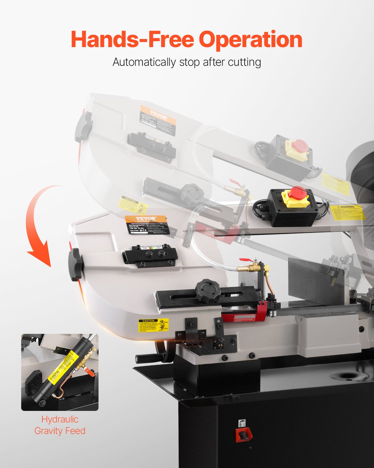 VEVOR metal band saw with stand, 17x30 cm rectangular cutting capacity, metal hacksaw with 1.1 kW motor, 0-45° angle adjustment, variable speed, for metal, wood and plastic