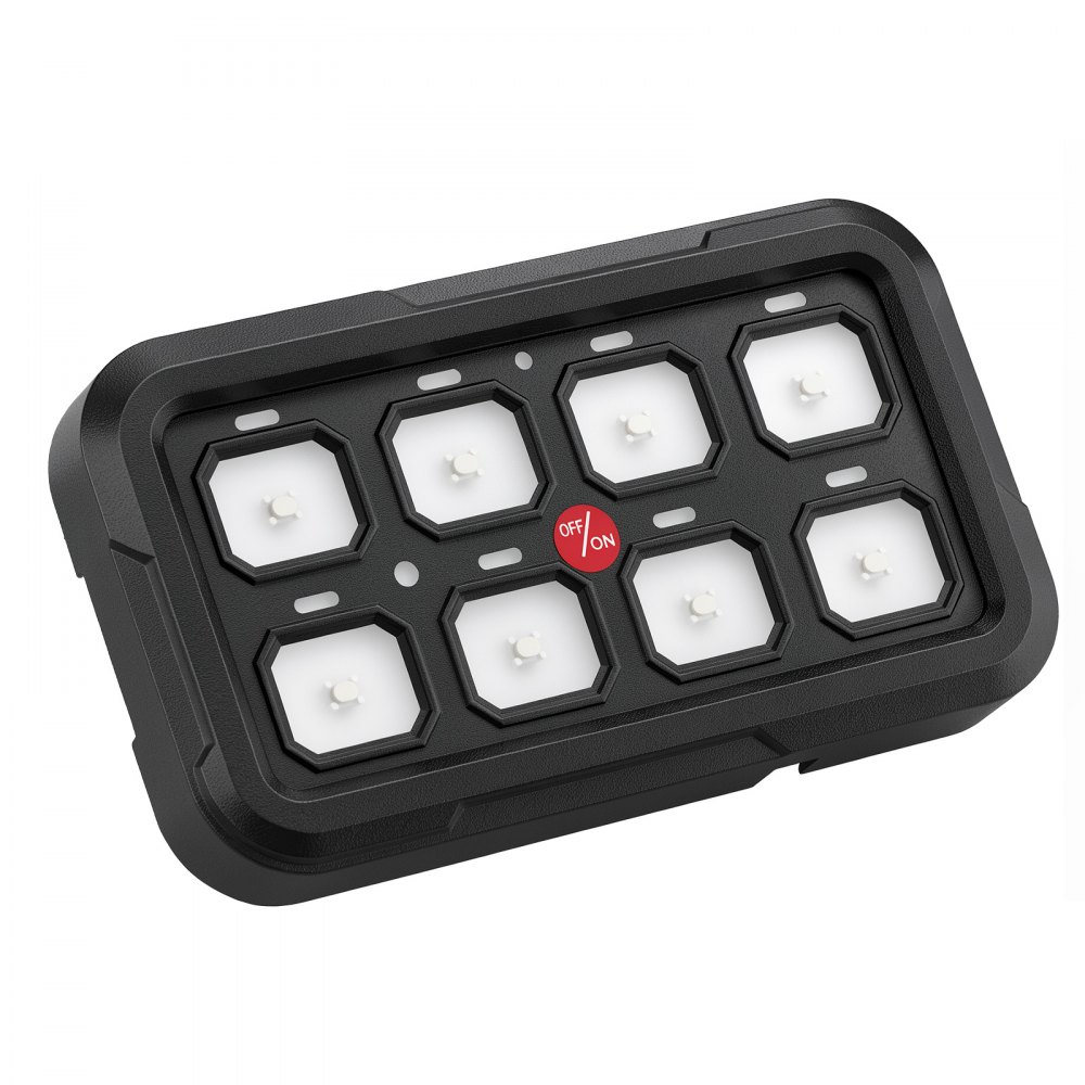 VEVOR Panel de Interruptores 8 Vías, Control por Aplicación, 60 A, 12-24 V, Luz Estroboscópica Momentánea Conmutable de 3 Modos, Sistema de Relé Multifuncional, para Coches, Camiones, ATV, UTV y SUV