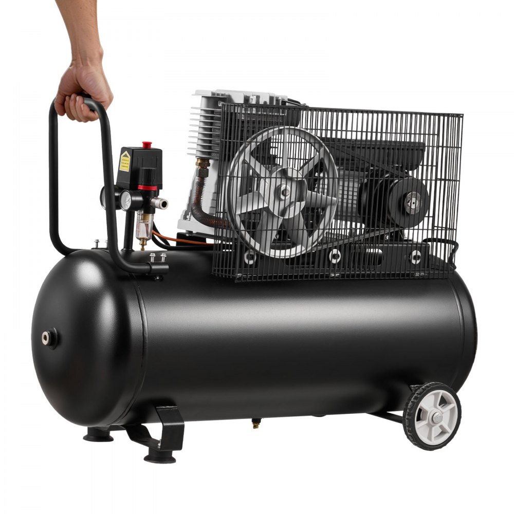 VEVOR Compresor de Aire Portátil con Depósito 100 L, Bomba por Correa, Motor de 3 kW, 226 L/min a 6,2 bar, Presión Máxima 10 bar, con Ruedas para Reparación, Inflado, Taller y Herramientas Neumáticas