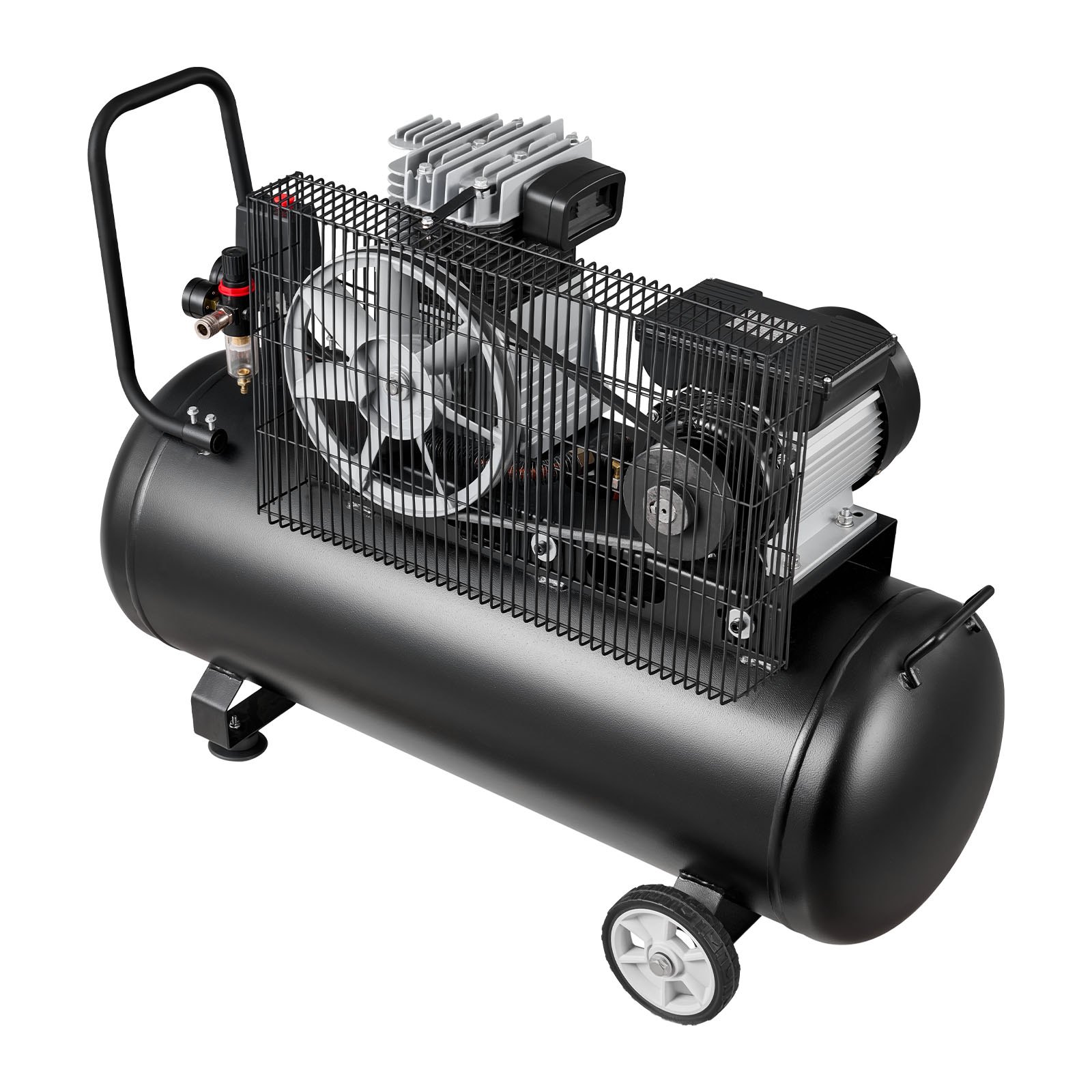VEVOR Compresor de Aire Portátil con Depósito 100 L, Bomba por Correa, Motor de 3 kW, 226 L/min a 6,2 bar, Presión Máxima 10 bar, con Ruedas para Reparación, Inflado, Taller y Herramientas Neumáticas