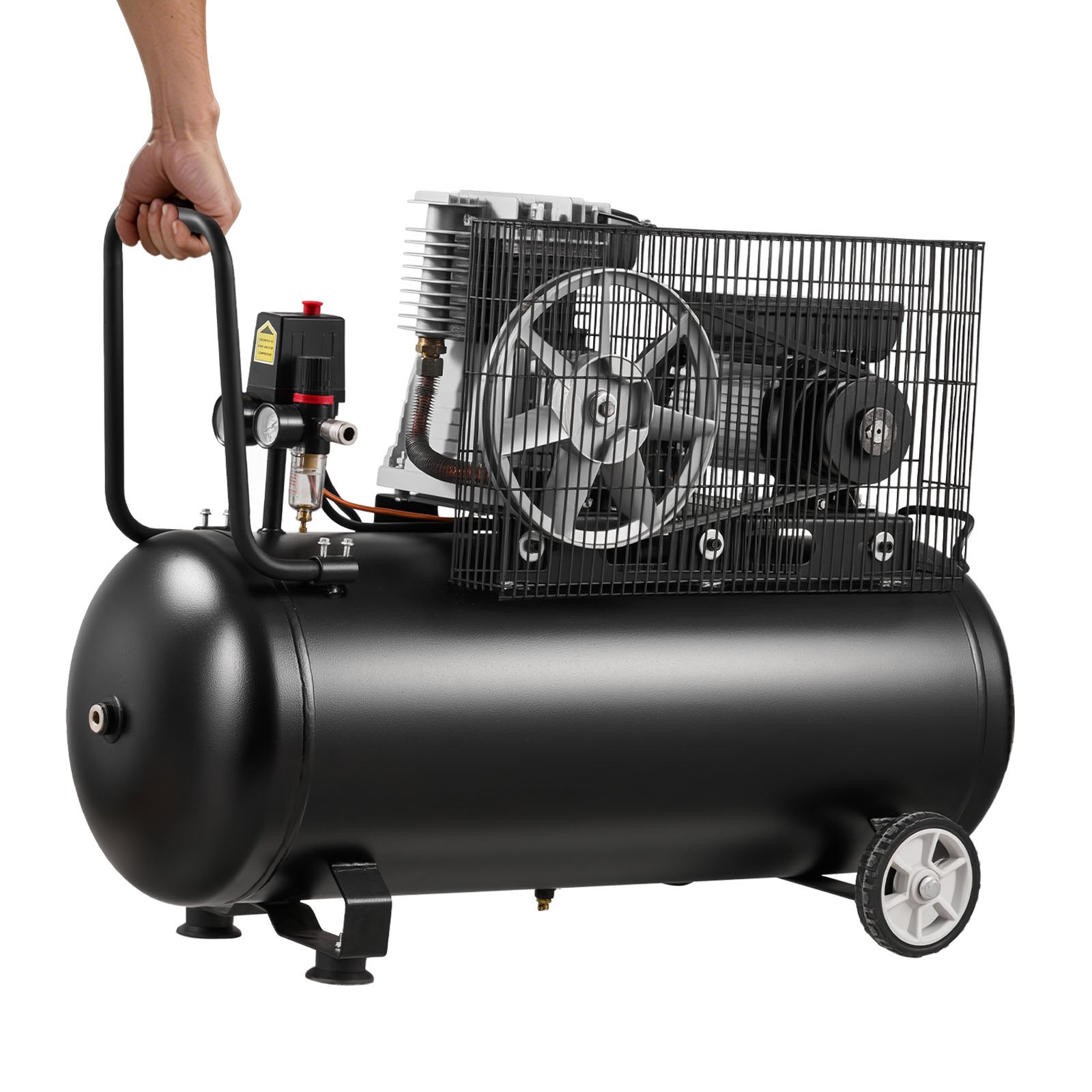 VEVOR Compresor de Aire Portátil con Depósito 100 L, Bomba por Correa, Motor de 3 kW, 226 L/min a 6,2 bar, Presión Máxima 10 bar, con Ruedas para Reparación, Inflado, Taller y Herramientas Neumáticas
