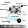 Vevor Compresor De Aire Silencioso 25 L, Compreso Aire Velocidad De 1440 Rpm