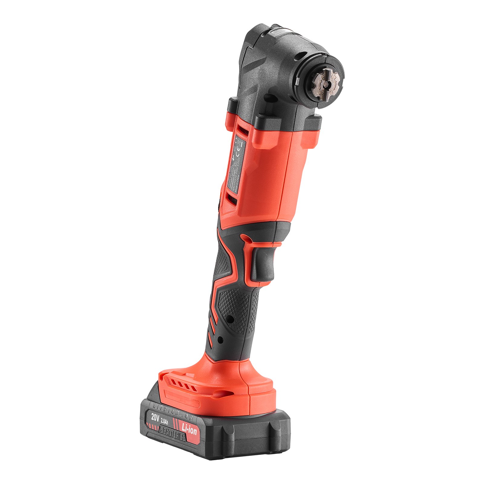 VEVOR Herramienta Multiusos Inalámbrica, con 6 Velocidades Variables de 8500 a 17000 OPM, Ángulo de Oscilación 3,2°, Batería 2,0 Ah y Cargador, 12 Accesorios de Sierra y LED, 330 x 150 x 80 mm