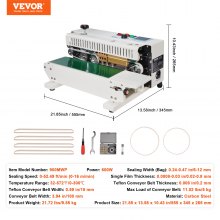 Selladora de banda continua para bolsas VEVOR Selladora de banda horizontal Acero al carbono