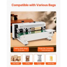 Selladora de banda continua para bolsas VEVOR Selladora de banda horizontal Acero al carbono