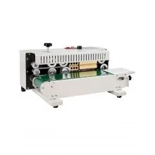 VEVOR Selladora de Bolsas Continua de Banda de Acero al Carbono, Ancho de Sellado de 6-12 mm, Selladora de Banda Horizontal con Control de Temperatura Digital para Películas de Plástico de 0,02-0,8mm
