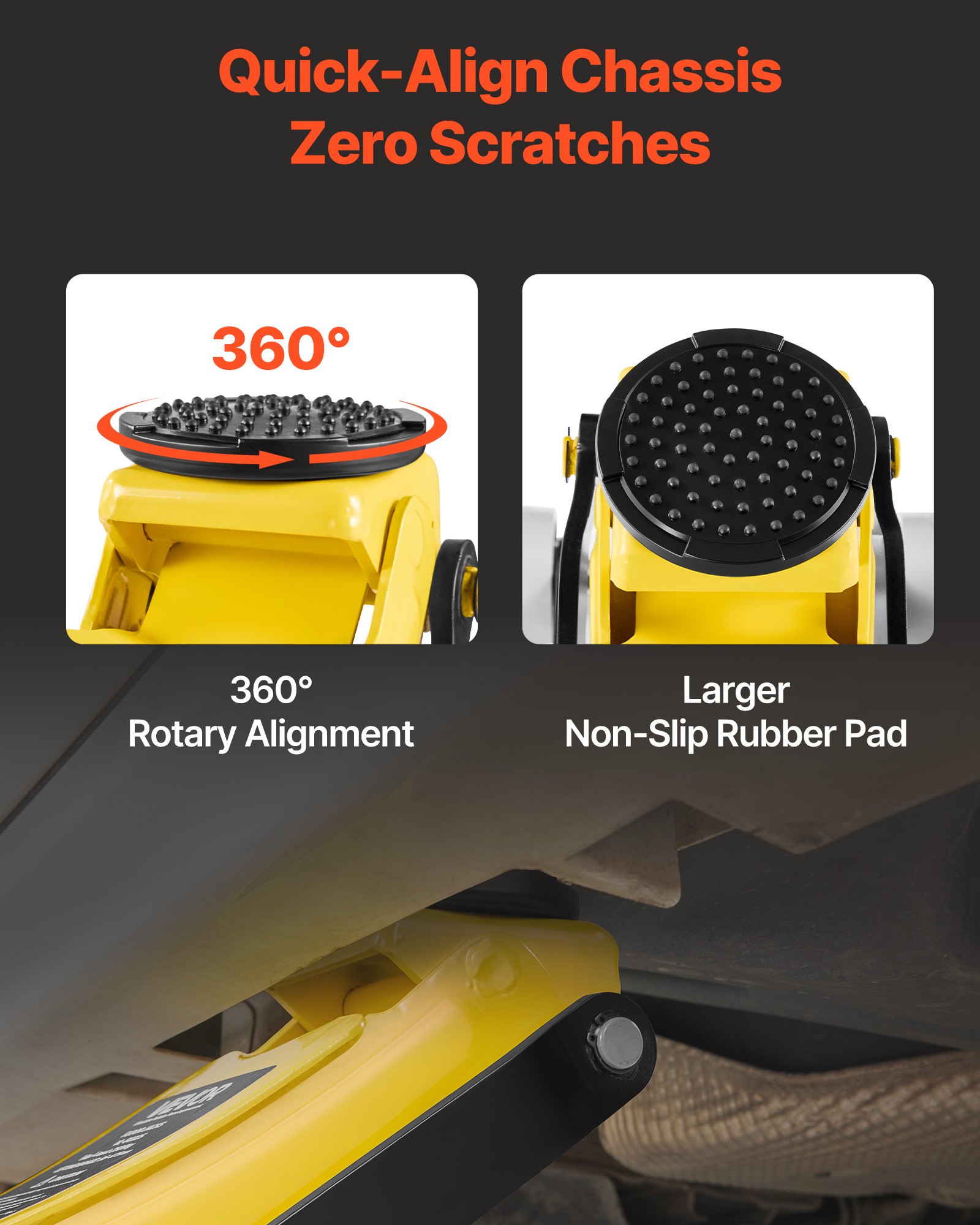 VEVOR Gato Hidráulico de Perfil Bajo Capacidad de 2,5 T, Gato de Acero para Coches, Bomba de Elevación Rápida de Pistón Doble, Rango de Elevación de 9,5 a 47,5 cm, para Automóviles, Vehículos