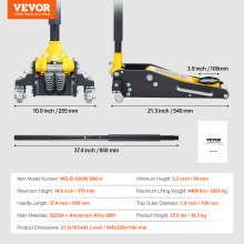 VEVOR Gato de Piso de Perfil Bajo de 2000 kg Bomba de Pistón 540 x 255 x 1100 mm