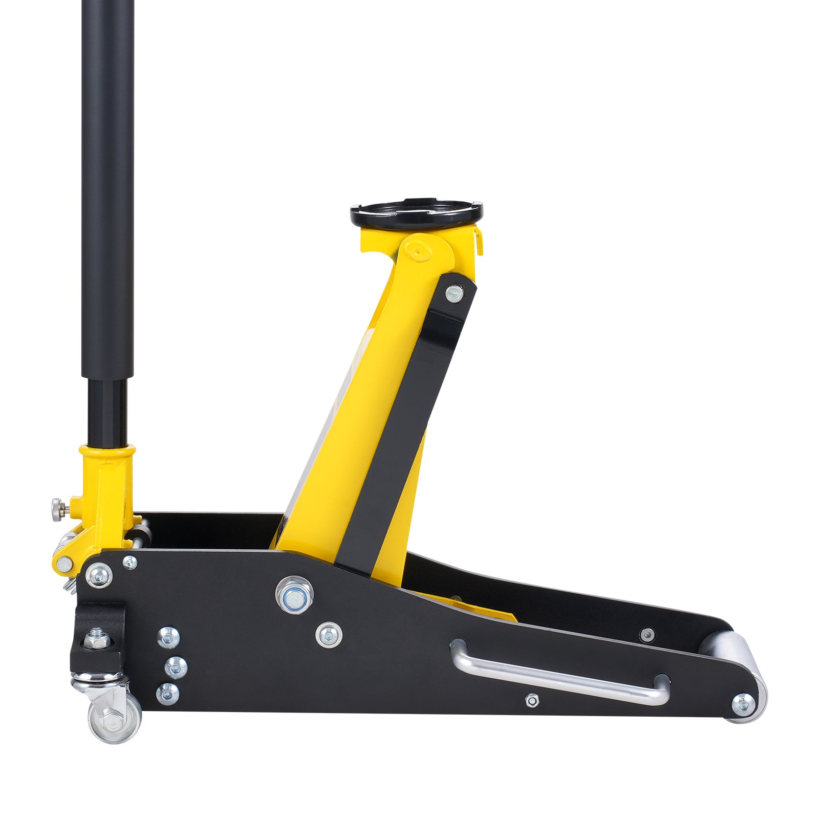 Gato hidráulico de piso de perfil bajo VEVOR de 2 toneladas (4400 lb), de aluminio resistente, para carreras, con bomba de elevación rápida de doble pistón, rango de elevación de altura de 3,2 a 14,6 pulgadas (amarillo)