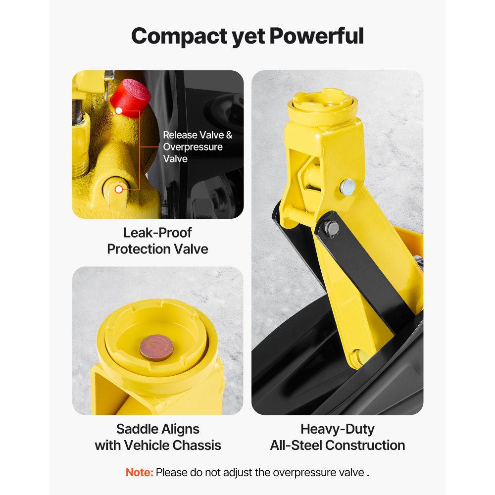 VEVOR Gato Hidráulico de Perfil Bajo Capacidad de 2 T, Gato de Acero para Coches con Soportes, Bomba de Elevación Rápida de Un Solo Pistón, Rango de Elevación 130-310 mm, para Automóviles, Vehículos