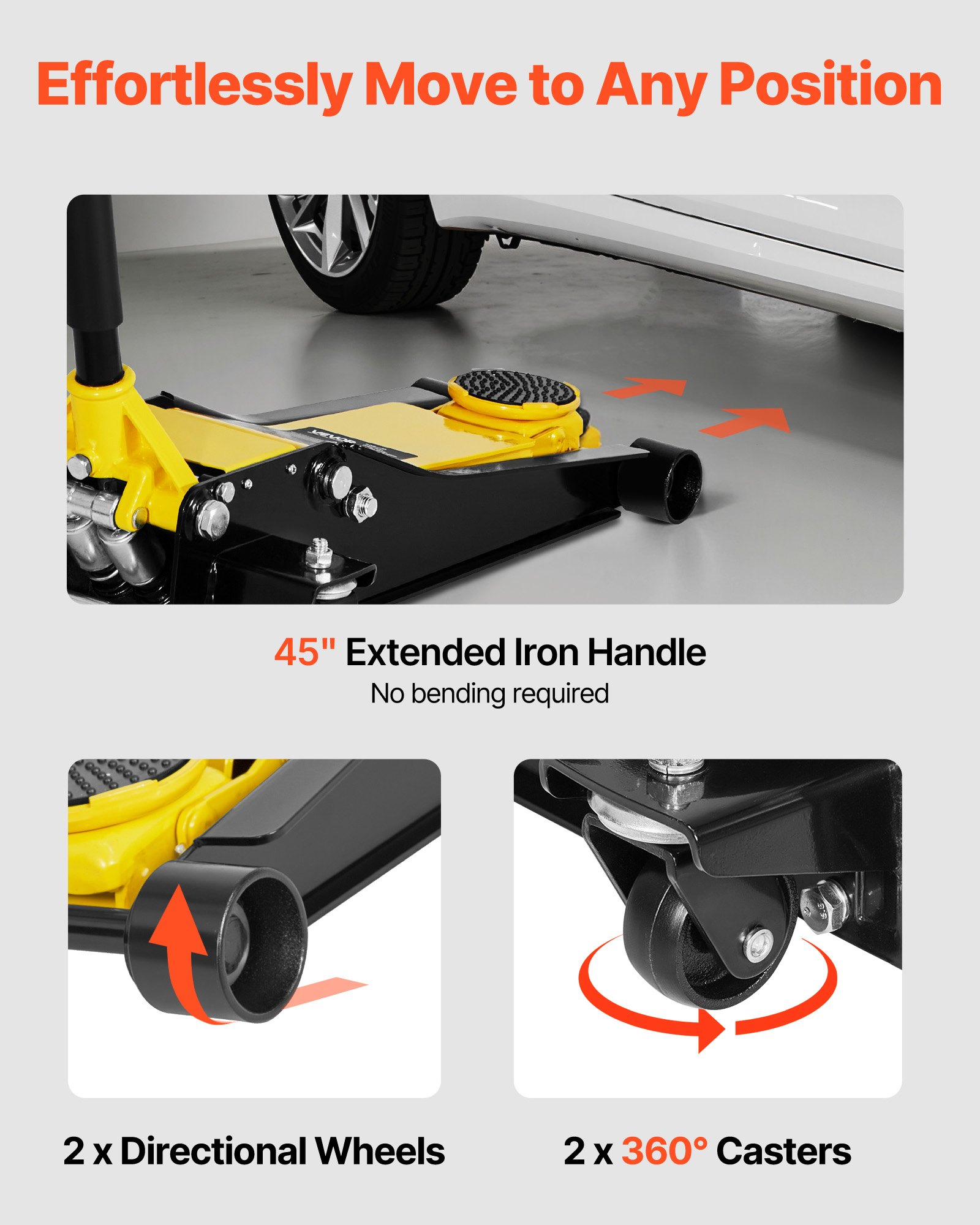 VEVOR Gato Hidráulico de Perfil Bajo Capacidad de 2 T, Gato de Acero para Coches con Bomba de Doble Pistón, Rango de Elevación de 75 a 505 mm, para Automóviles, Vehículos, Autos Deportivos, Camiones