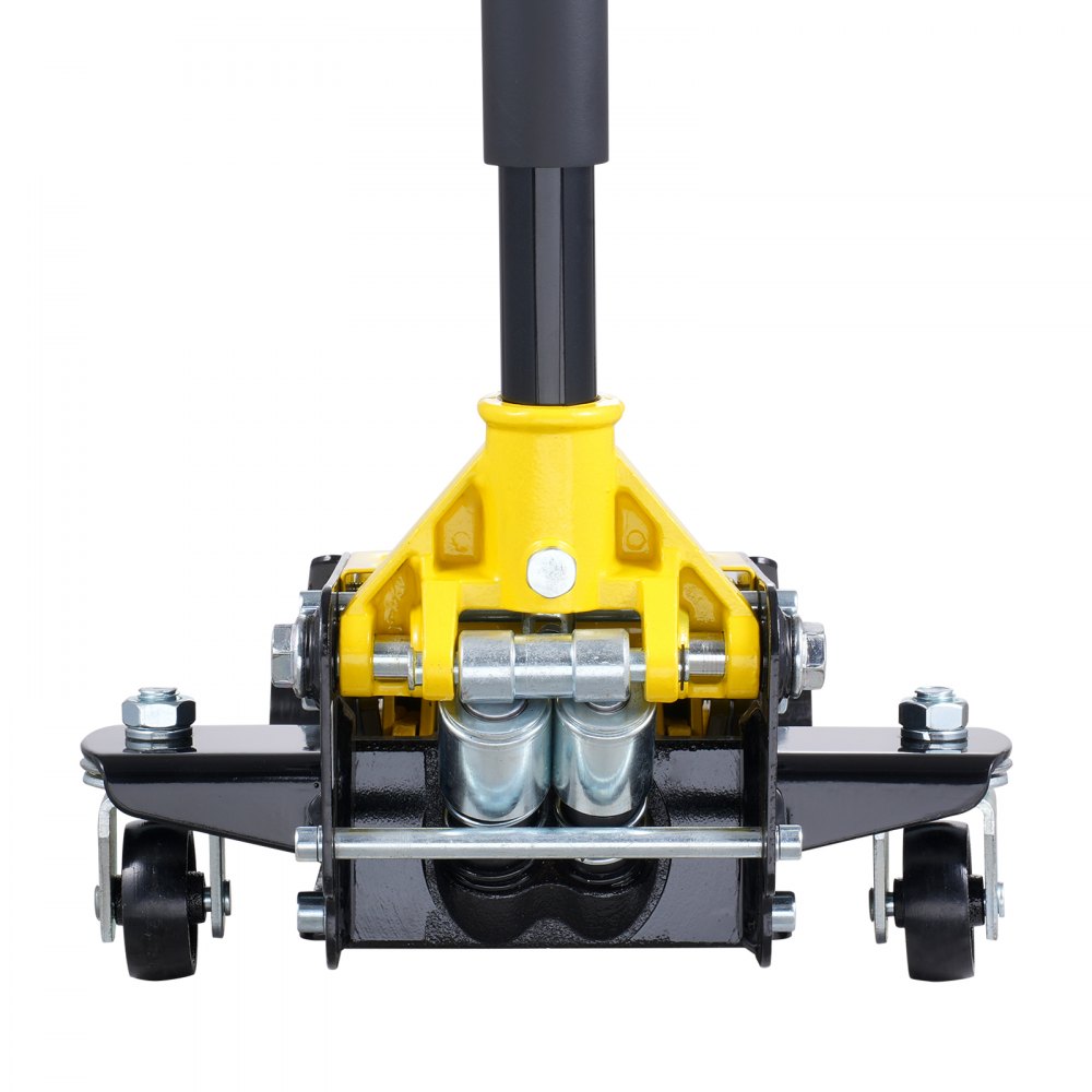 Gato hidráulico de piso de perfil bajo VEVOR de 2 toneladas (4400 lb), de hierro resistente, para carreras, para automóvil, con bomba de elevación rápida de doble pistón, rango de elevación de 3 a 18,5 pulgadas (amarillo)