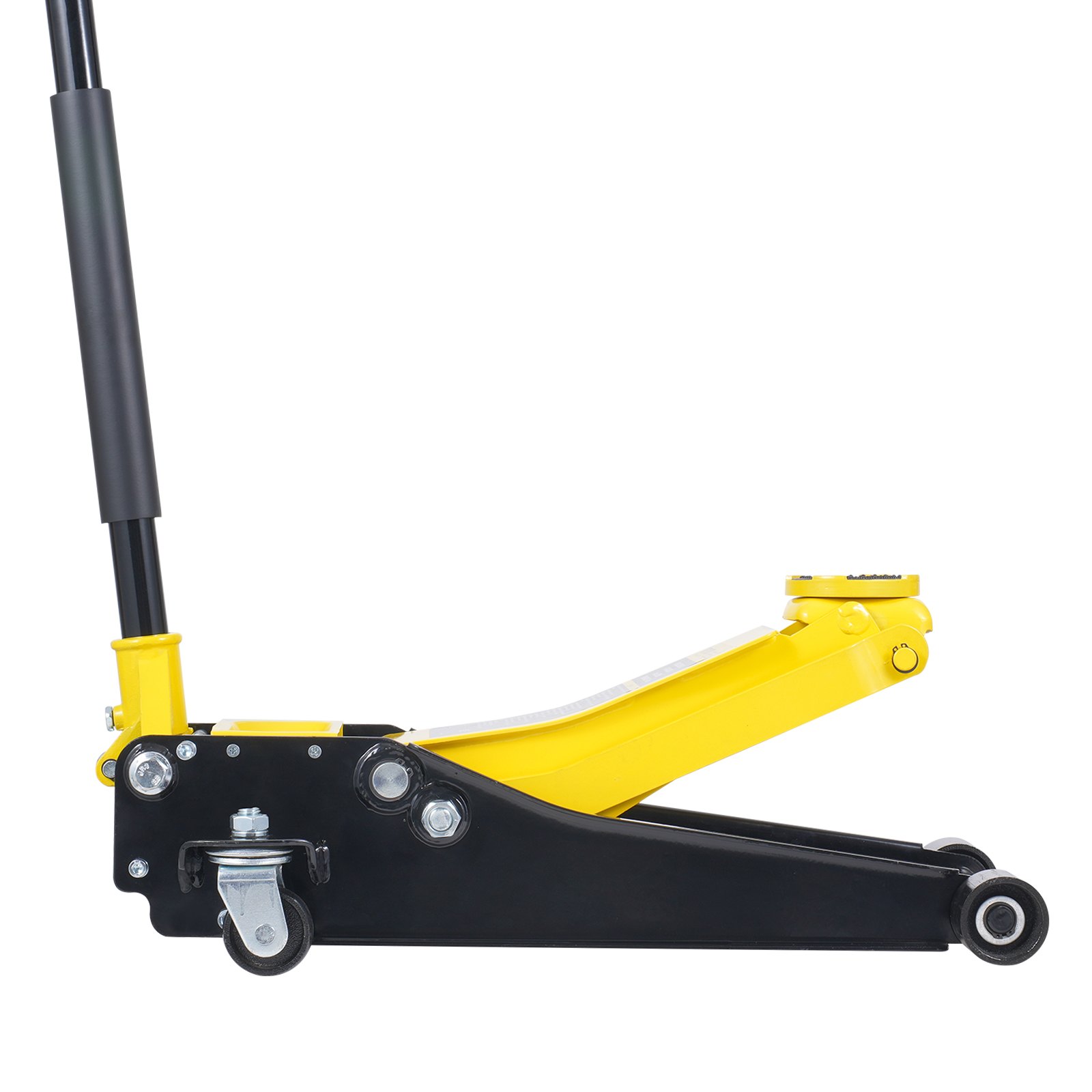 Gato hidráulico de piso de perfil bajo VEVOR de 2 toneladas (4400 lb), de hierro resistente, para carreras, para automóvil, con bomba de elevación rápida de doble pistón, rango de elevación de 3 a 18,5 pulgadas (amarillo)