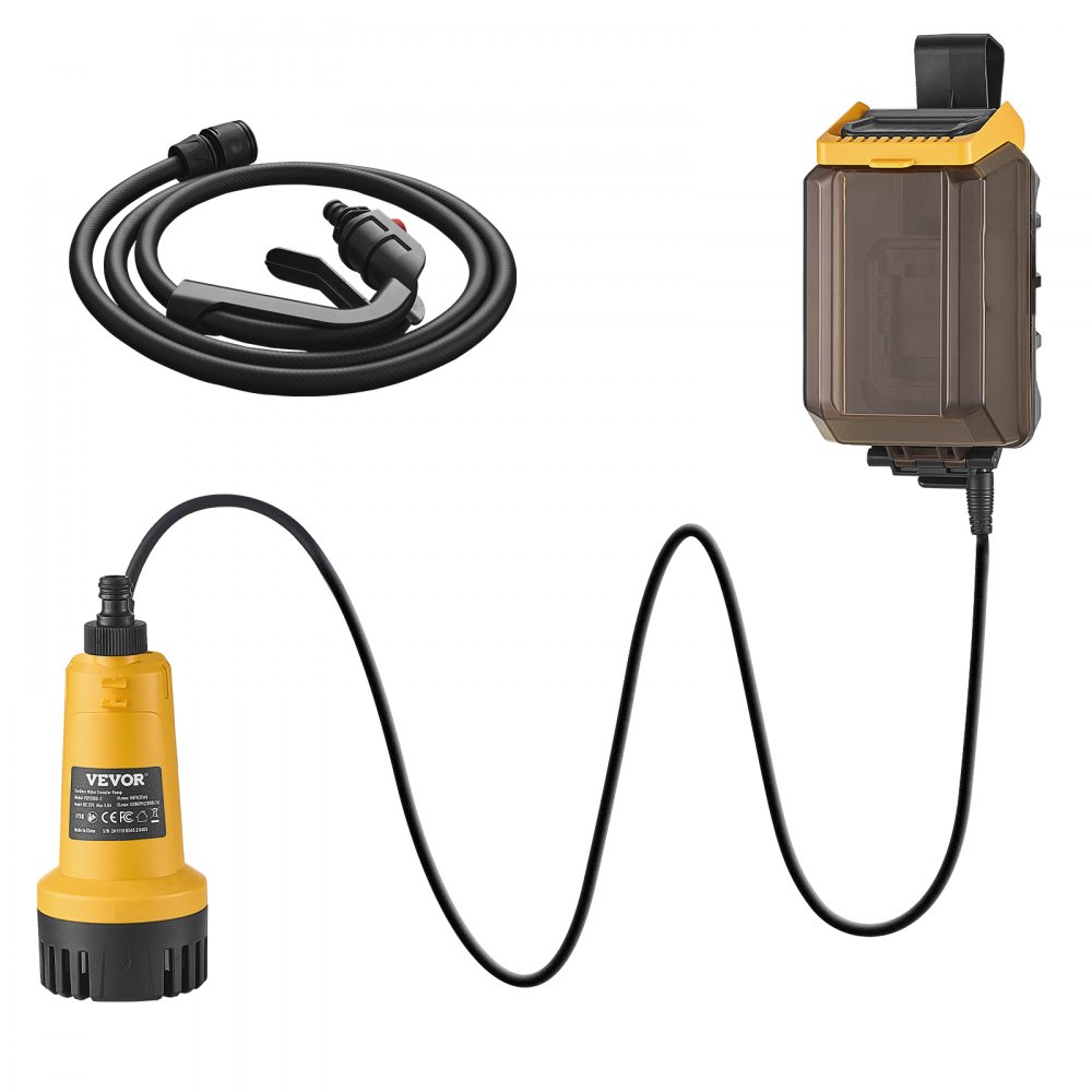 VEVOR Cordless Submersible Water Transfer Pump, 528GPH, Portable Sump Pump with G3/4-inch Garden Hose, Compatible with Dewalt 20V MAX Battery (Battery Not Included), Electric Multi-Purpose Pump for Pool, Garden, Pond