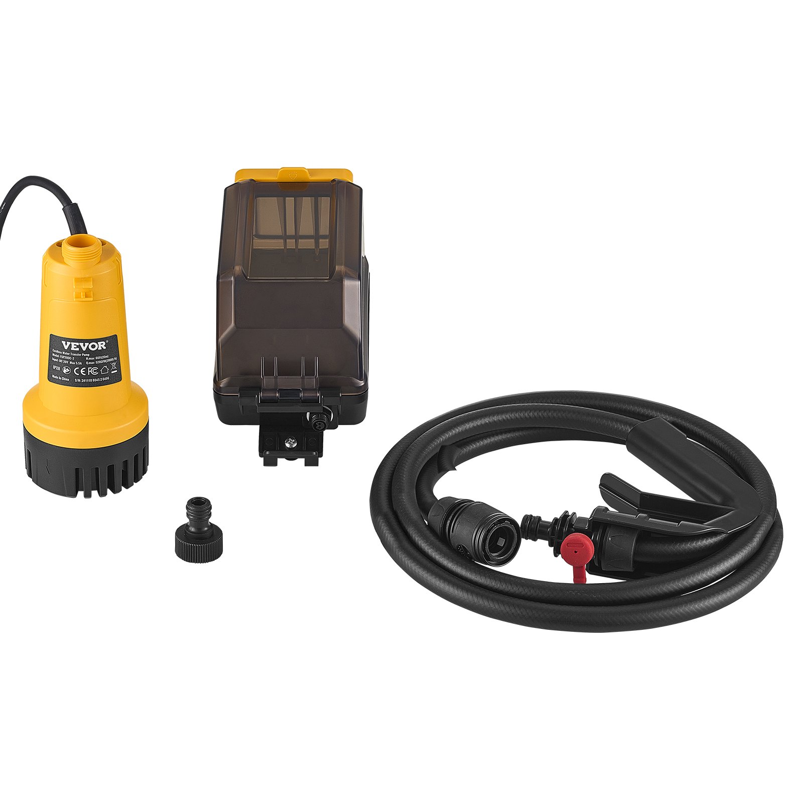 VEVOR Bomba de Transferencia de Agua Sumergible Inalámbrica 528 GPH, Bomba de Sumidero Portátil con Manguera G3/4", Compatible con Batería Dewalt 20V MAX (sin batería) para Piscina, Jardín, Estanque