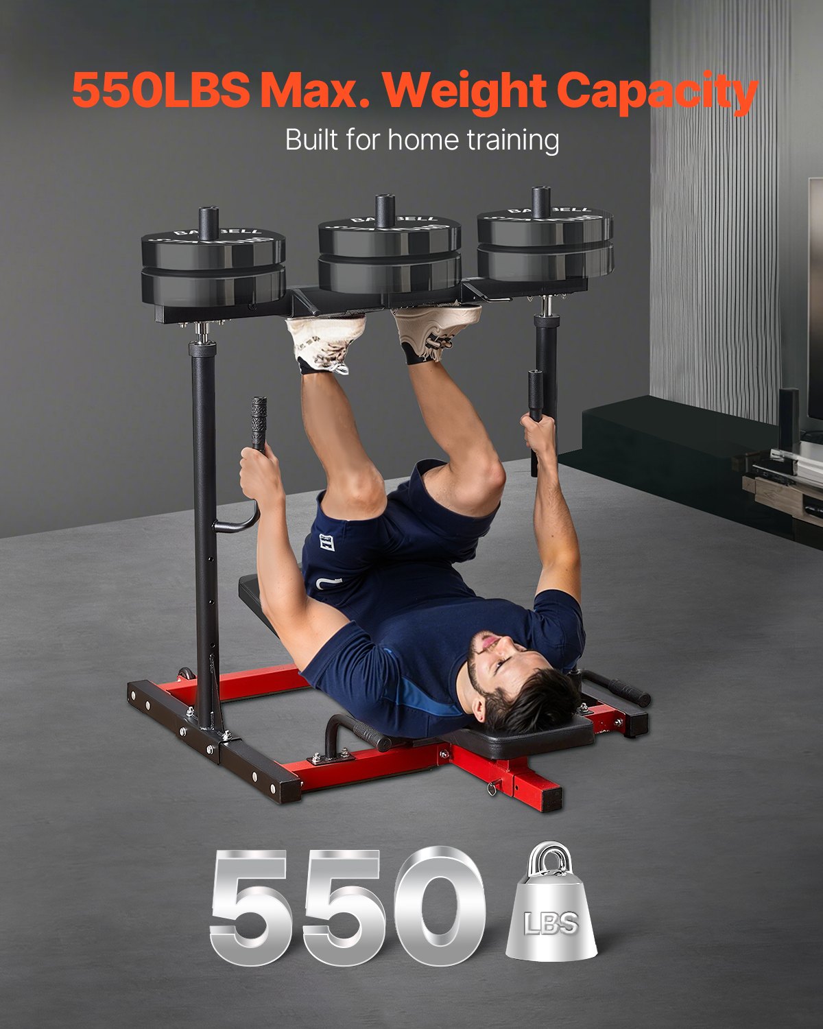VEVOR Prensa de Piernas Vertical, Máquina de Gimnasio en Casa Especial para la Parte Inferior del Cuerpo, Acero al Carbono, para Prensas Alta Intensidad, Capacidad 259 kg, 1268 x 1231 x 1106 mm