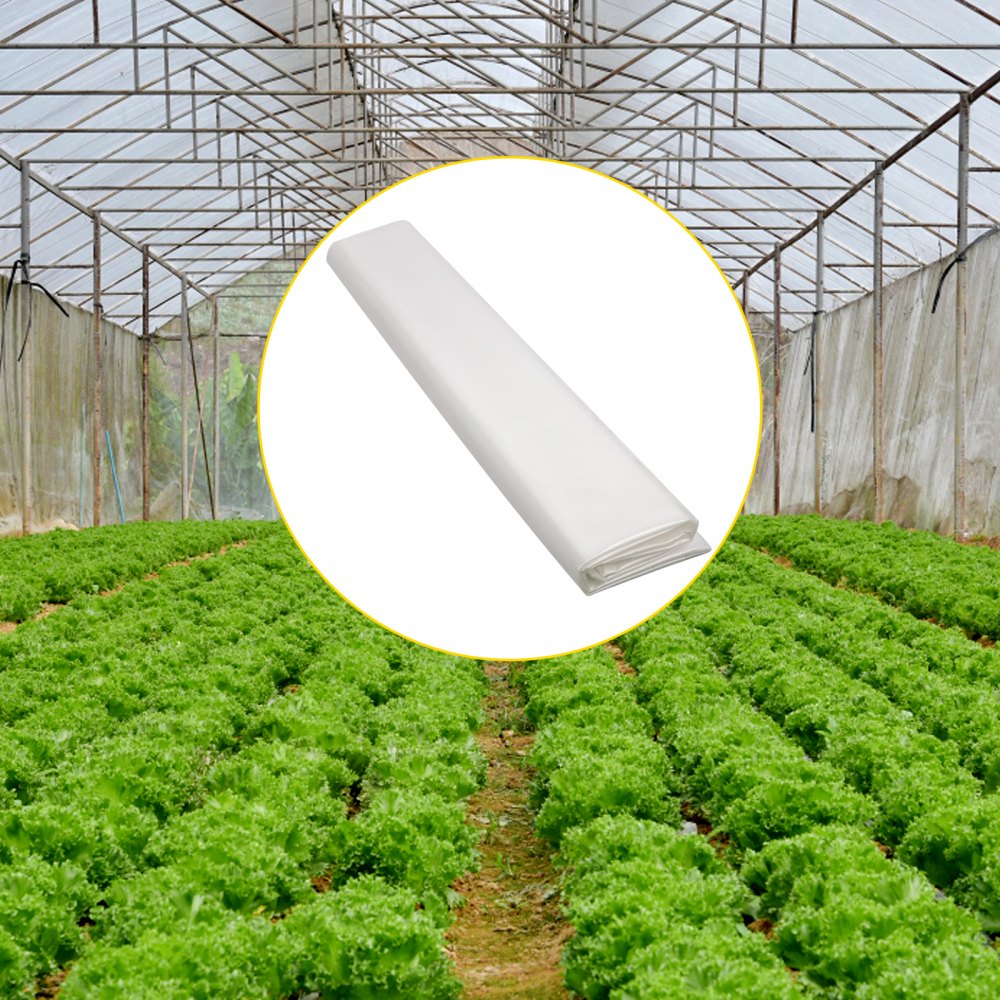 VEVOR Película para Invernadero de 3,05 x 30,5 m, Cubierta de Polietileno Transparente Espesor 0,15 mm, Película de plástico agrícola Resistente a los Rayos UV para Jardinería, Agricultura y Ganadería