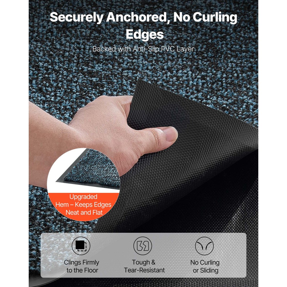 VEVOR Front Door Mat, 1829 x 1219 mm Commercial Floor Mat for Indoor and Outdoor, Industrial Entrance Carpet with PVC Backing, Heavy Duty Washable Entry Rug for Hallway, Balcony, Garage, Slate Blue