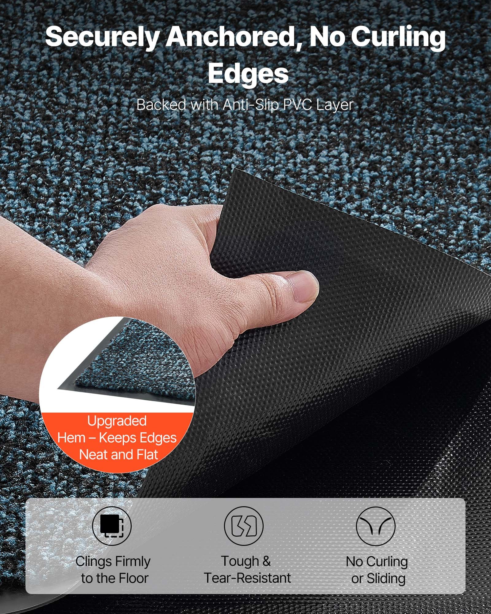 VEVOR Front Door Mat, 1829 x 1219 mm Commercial Floor Mat for Indoor and Outdoor, Industrial Entrance Carpet with PVC Backing, Heavy Duty Washable Entry Rug for Hallway, Balcony, Garage, Slate Blue