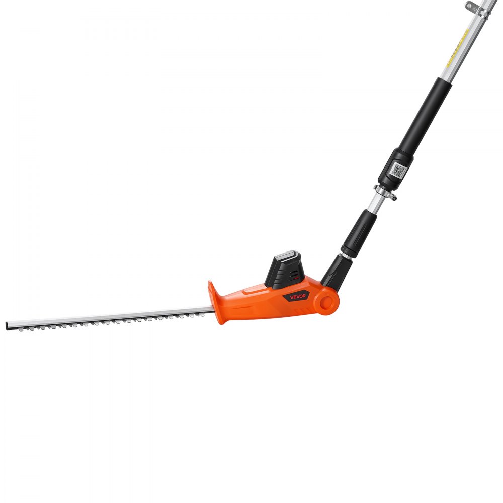 VEVOR Cortasetos Eléctrico Telescópico, Cortasetos a Batería sin Cable, Pértiga Extensible 187,5-238,5 cm, Cabezal Pivotante, Cuchillas de Doble Acción, Correa de Hombro, para Arbustos Setos Plantas