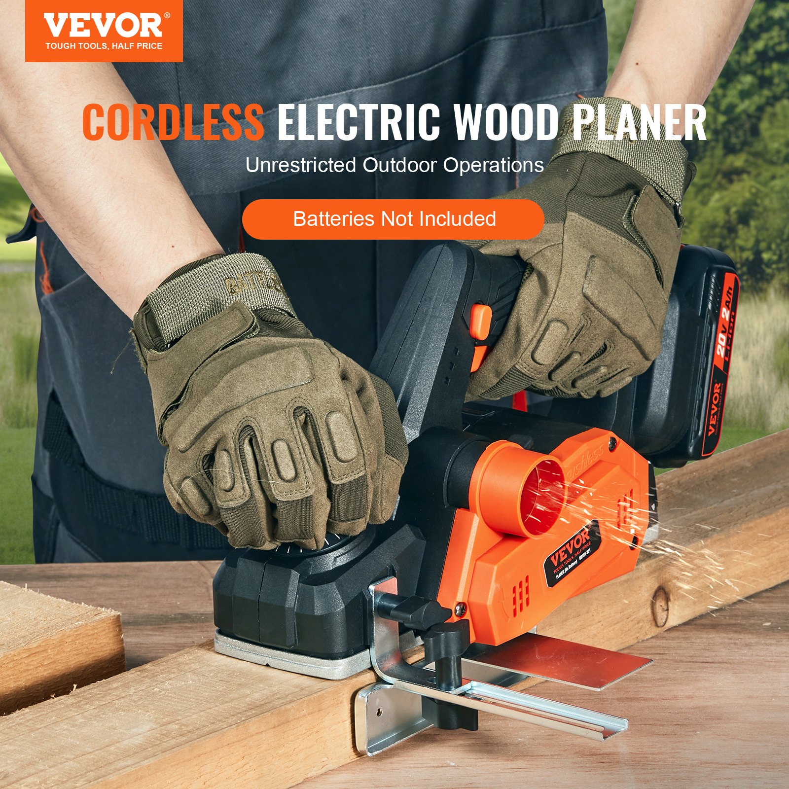 VEVOR Cordless Planer 20V Hand Planer 82mm Width Planing Machine 2mm Planing Depth Electric Planer 16500rpm One-Hand Planer with HSS Blades and Double Dust Outlet System Hobekl Hand Planer