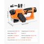 VEVOR Cepilladora Inalámbrica, Velocidad 14500 RPM, con Batería de Litio de 2 Ah y 12 V, Motor sin Escobillas, Profundidad de Corte Ajustable, 2 Cuchillas, para Carpintería con Biselado de Madera