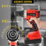 VEVOR Taladro Percutor a Batería 20 V Taladro Percutor Inalámbrico 2 Velocidad 0-400 / 0-1500 RPM Taladro Percutor Sin Cable 310 in-lbs / 35 Nm Taladro de Percusión Sin Escobillas con 2 Batería 2 Ah