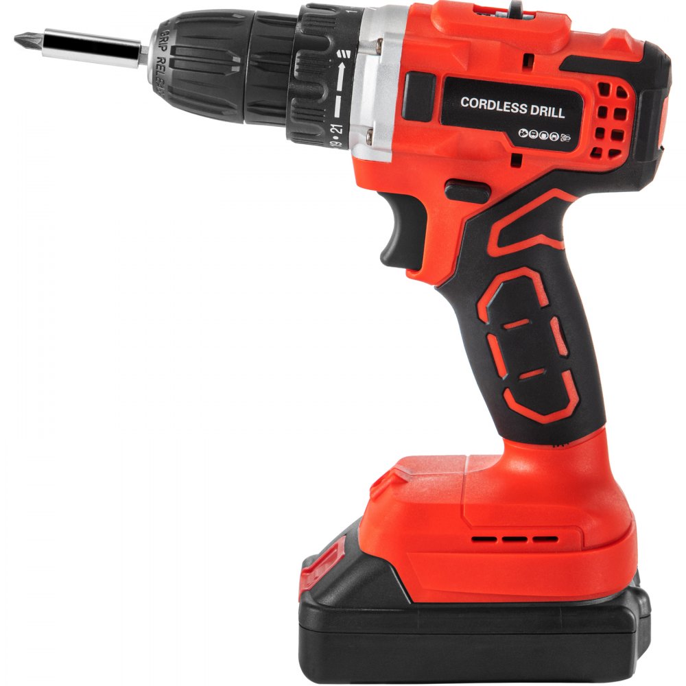 VEVOR Taladro Percutor a Batería 2Ah 12V Taladro Inalámbrico con Juego de Brocas