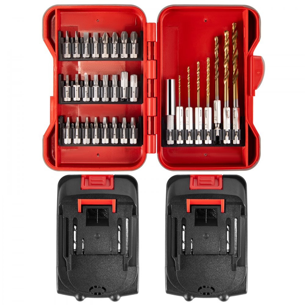 VEVOR Taladro Percutor a Batería 2Ah 12V Taladro Inalámbrico con Juego de Brocas