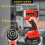 VEVOR Taladro Percutor a Batería 20 V Taladro Percutor Inalámbrico 2 Velocidad 0-400 / 0-1500 RPM Taladro Percutor Sin Cable 310 in-lbs / 35 Nm Taladro de Percusión Sin Escobillas con 2 Batería 5 Ah