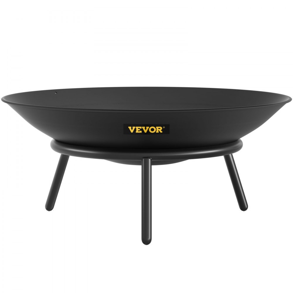 VEVOR Pozo de Fuego Acero al Carbono Pintado de Negro Brasero Grande 3 kg 24 cm de Altura 0,8 mm de Grosor Cuenco para Fogatas al Aire Libre para jardines, patios, parques, patios traseros, porches
