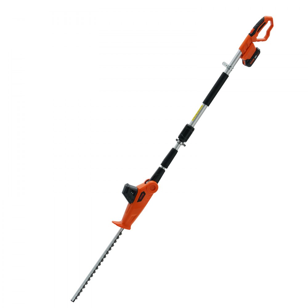 VEVOR Cortasetos a Batería 20 V Cortasetos Inalámbrico Cuchilla de Acero de Doble Filo 45,7 cm Mástil Telescópico 188-239 cm Cortasetos Eléctrico con Cargador Rápido para Plantas Altas