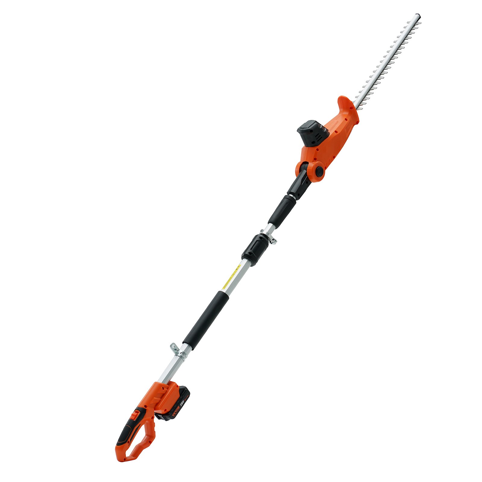 VEVOR Cortasetos a Batería 20 V Cortasetos Inalámbrico Cuchilla de Acero de Doble Filo 45,7 cm Mástil Telescópico 188-239 cm Cortasetos Eléctrico con Cargador Rápido para Plantas Altas