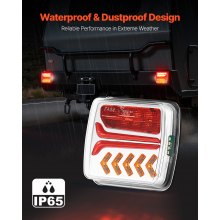 VEVOR Luces de Remolque, con Modos de Luz Trasera/la de Giro/la de Freno/la de Matrícula/la de Marcha Atrás, Kit de Iluminación Impermeable para Barco, Camión, RV, Rectangular, 110 x 120 x 58 mm