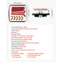 VEVOR Luces de Remolque, con Modos de Luz Trasera/la de Giro/la de Freno/la de Matrícula/la de Marcha Atrás, Kit de Iluminación Impermeable para Barco, Camión, RV, Rectangular, 110 x 120 x 58 mm